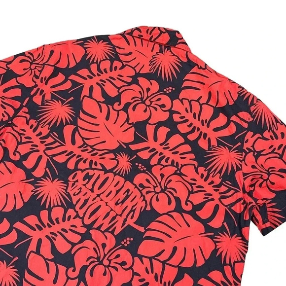 OVO October's Very Own Spellout Floral Red Hawaiian Button S/S Shirt Mens Small - Picture 4 of 8